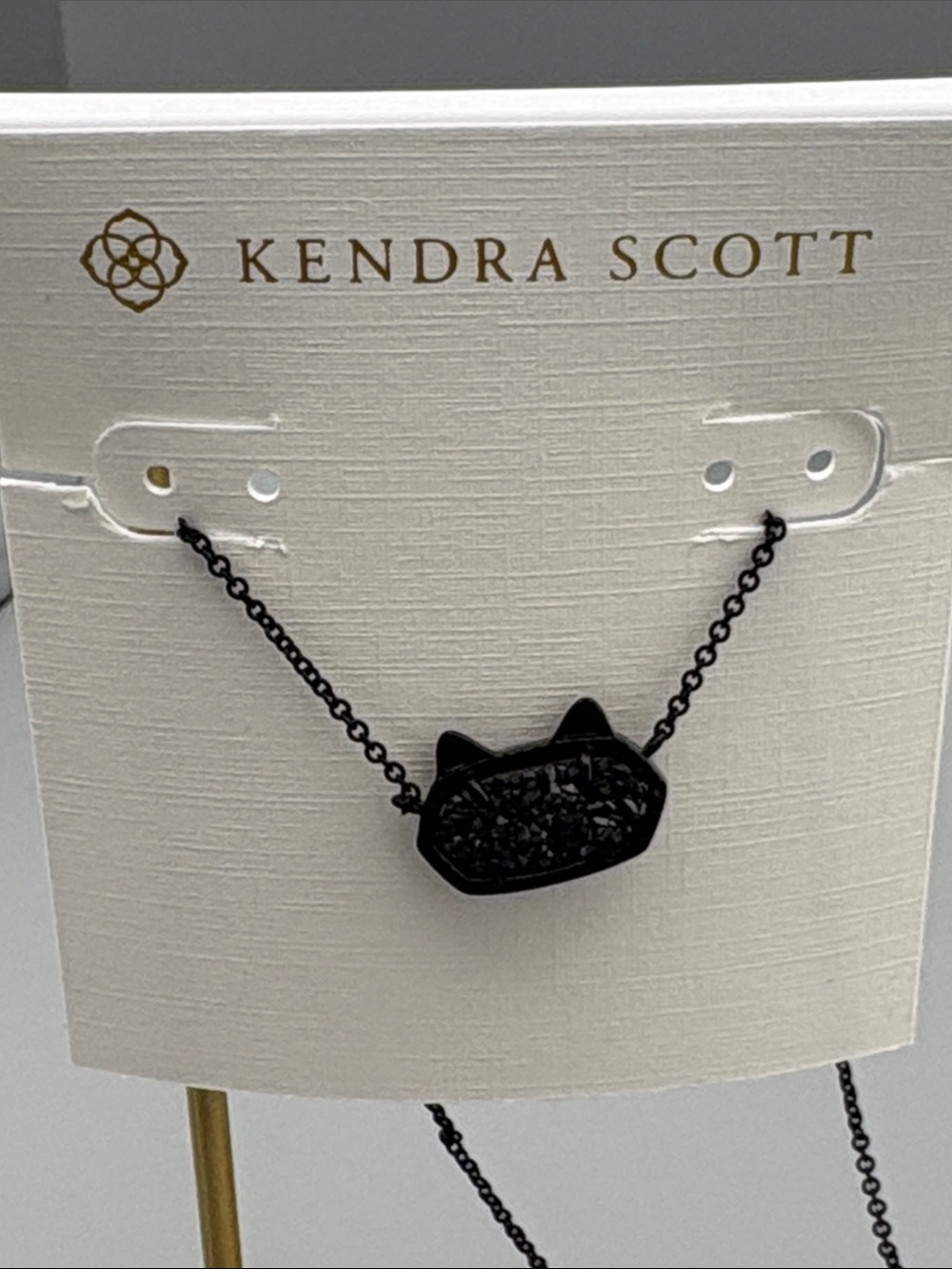 Kendra Scott Black Cat Druzy Necklace with Black Chain